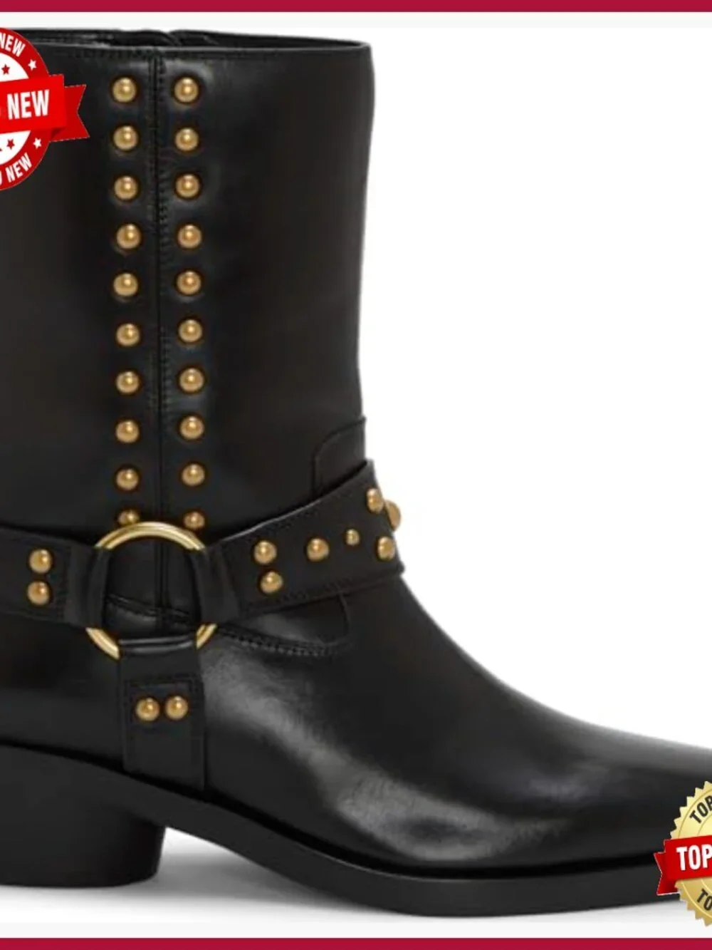 Mid-Calf Boot with Edgy Stud Detailing - Block Heel Pull-On